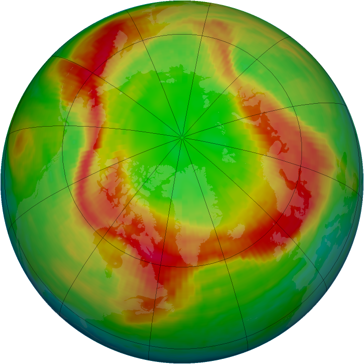 Arctic ozone map for 01 March 1990